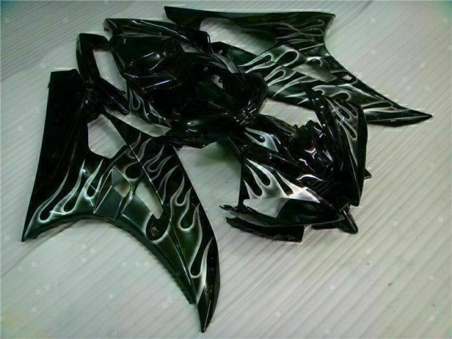 Argent Flamme Noir Carénage Yamaha R6 2006-2007 Argent Flamme Noir Carénage Yamaha R6 2006-2007