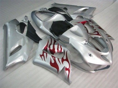 Argent Rouge Flamme Carénage Kawasaki ZX6R 2005-2006