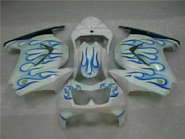 Blanc Bleu Flamme Carénage Kawasaki EX250 2008-2012