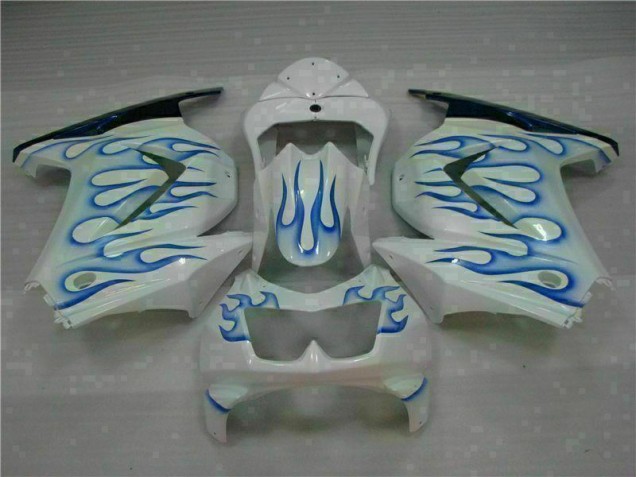Blanc Bleu Flamme Carénage Kawasaki EX250 2008-2012 Blanc Bleu Flamme Carénage Kawasaki EX250 2008-2012