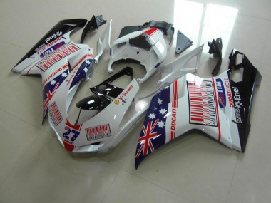 Blanc Bleu Rouge Carénage Ducati 848 1098 1198 2007-2014