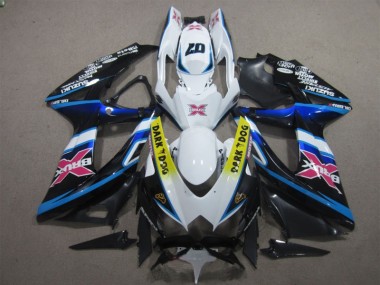 Blanc Dark Dog 07 Carénage Suzuki GSXR 600 K8 2008-2010