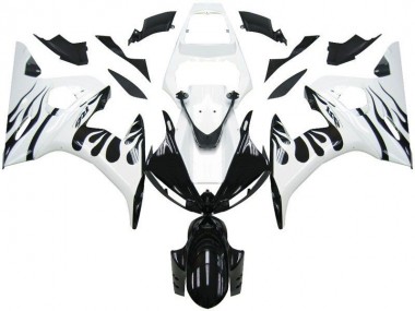 Blanc Flamme Noir Carénage Yamaha R6 2003-2005