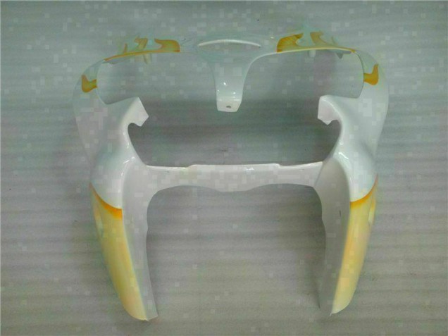 Blanc Jaune Flamme Carénage Kawasaki ZX6R 2000-2002