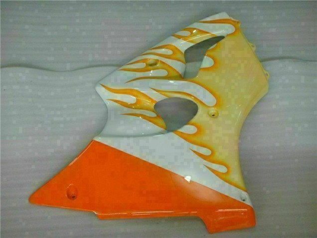 Blanc Jaune Flamme Carénage Kawasaki ZX6R 2000-2002