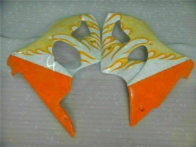 Blanc Jaune Flamme Carénage Kawasaki ZX6R 2000-2002