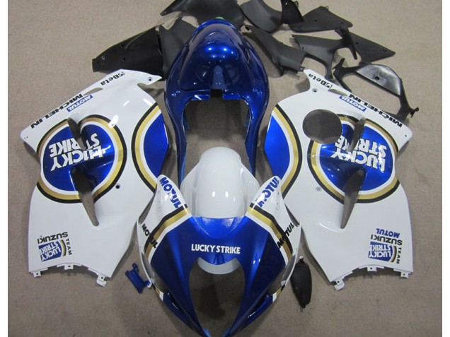 Blanc Lucky Strike Bleu Motul Carénage Suzuki GSXR 1300 Hayabusa 1996-2007 Blanc Lucky Strike Bleu Motul Carénage Suzuki GSXR 1300 Hayabusa 1996-2007