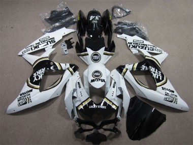Blanc Lucky Strike Noir Motul Carénage Suzuki GSXR 600 K8 2008-2010