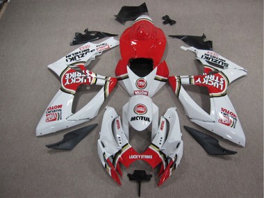 Blanc Lucky Strike Rouge Motul Carénage Suzuki GSXR 1000 K5 2005-2006