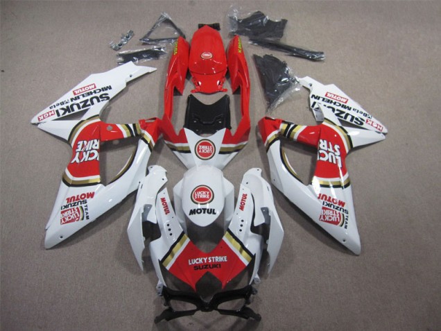 Blanc Lucky Strike Rouge Motul Carénage Suzuki GSXR 600 K8 2008-2010 Blanc Lucky Strike Rouge Motul Carénage Suzuki GSXR 600 K8 2008-2010
