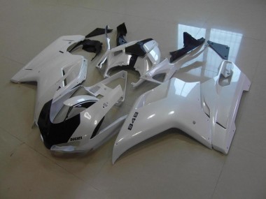 Blanc Nacré Noir Bande Carénage Ducati 848 1098 1198 2007-2014