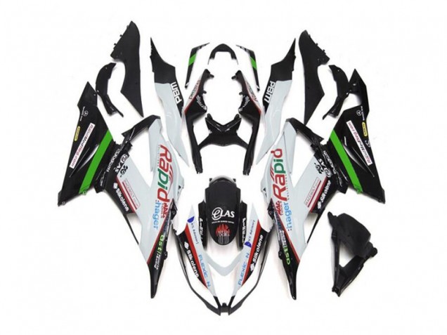 Blanc Noir Carénage Kawasaki ZX6R 2013-2018 Blanc Noir Carénage Kawasaki ZX6R 2013-2018