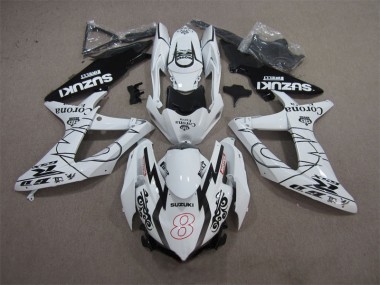 Blanc Noir Corona Extra Motul 8 Carénage Suzuki GSXR 600 K8 2008-2010