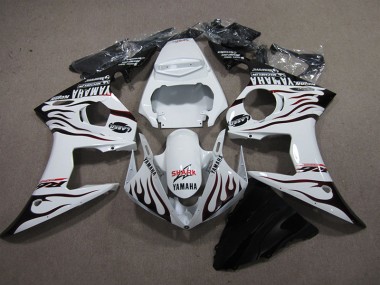 Blanc Noir Flamme Requin Carénage Yamaha R6 2003-2005