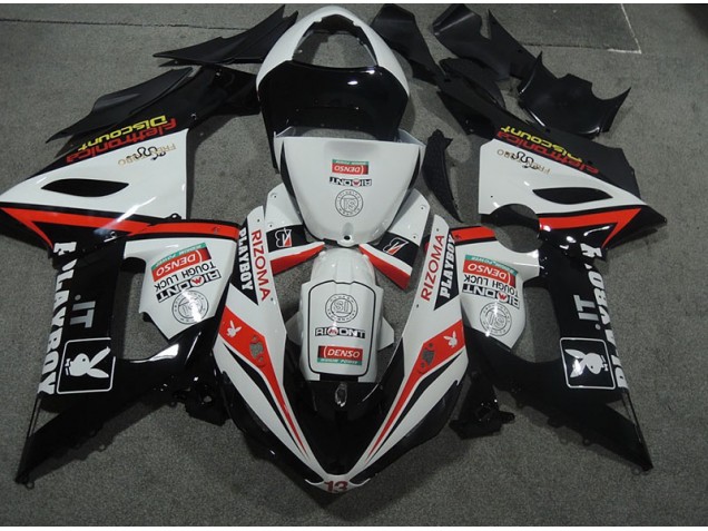Blanc Noir Rizoma Playboy Carénages Kawasaki ZX6R 2005-2006 Blanc Noir Rizoma Playboy Carénages Kawasaki ZX6R 2005-2006