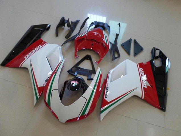 Blanc Rouge Carénage Ducati 848 1098 1198 2007-2014 Blanc Rouge Carénage Ducati 848 1098 1198 2007-2014