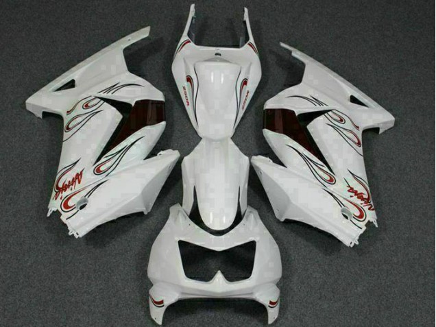 Blanc Rouge Carénage Kawasaki EX250 2008-2012 Blanc Rouge Carénage Kawasaki EX250 2008-2012