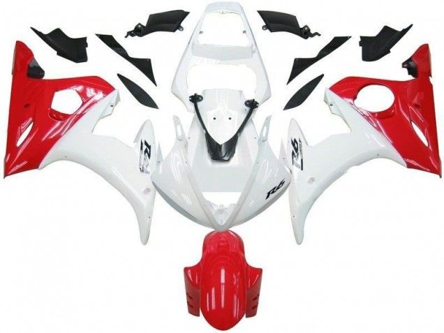 Blanc Rouge Carénage Yamaha R6 2003-2005 Blanc Rouge Carénage Yamaha R6 2003-2005