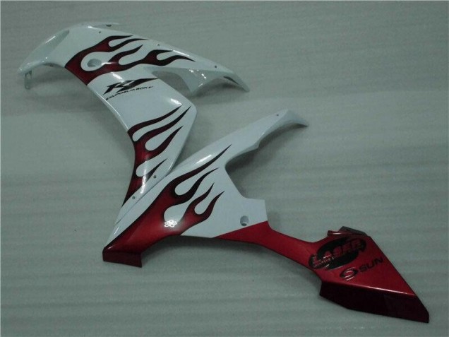 Blanc Rouge Flamme Carénage Yamaha R1 2004-2006 Blanc Rouge Flamme Carénage Yamaha R1 2004-2006