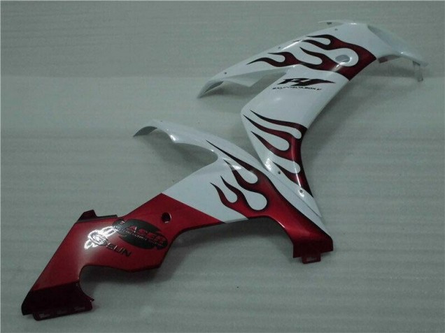 Blanc Rouge Flamme Carénage Yamaha R1 2004-2006 Blanc Rouge Flamme Carénage Yamaha R1 2004-2006