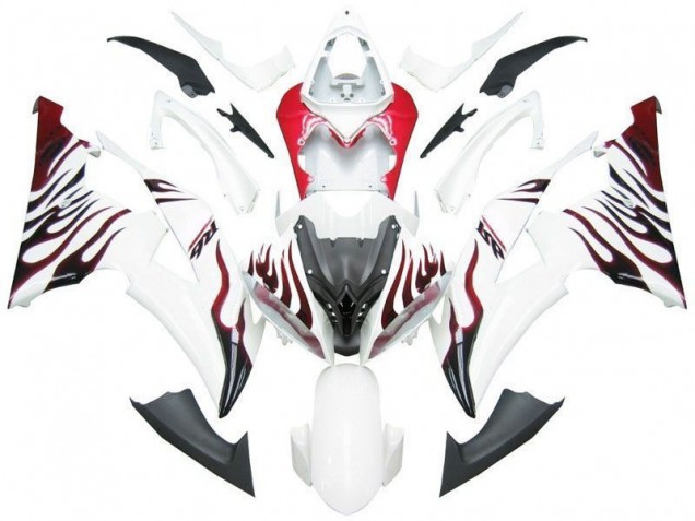 Blanc Rouge Flamme R6 Carénage Yamaha R6 2008-2016 Blanc Rouge Flamme R6 Carénage Yamaha R6 2008-2016