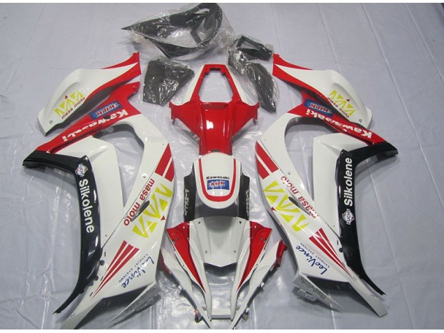 Blanc Rouge Silkolene Carénage Kawasaki ZX10R 2011-2015 Blanc Rouge Silkolene Carénage Kawasaki ZX10R 2011-2015