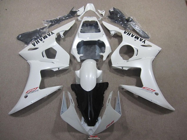 Blanc avec Noir Décalque Carénage Yamaha R6 2003-2005 Blanc avec Noir Décalque Carénage Yamaha R6 2003-2005
