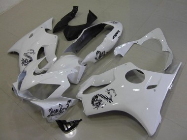 Blanc avec Noir Dragon Carénage Honda CBR 600 F4i 2004-2007