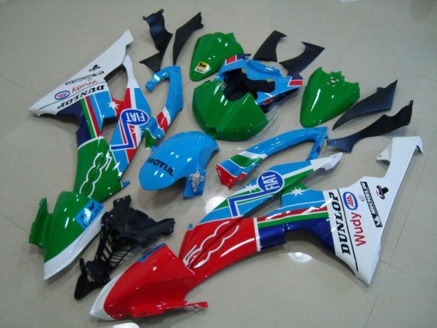 Bleu Blanc Fiat Vert Rouge Wudy Motul Dunlop Carénage Yamaha R6 2008-2016 Bleu Blanc Fiat Vert Rouge Wudy Motul Dunlop Carénage Yamaha R6 2008-2016