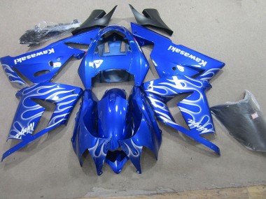Bleu Blanc Flamme Carénages Kawasaki ZX10R 2003-2005