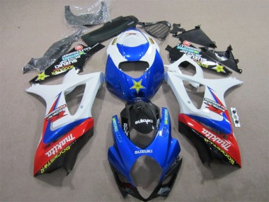 Bleu Blanc Rockstar Carénage Suzuki GSXR 1000 K7 2007-2008