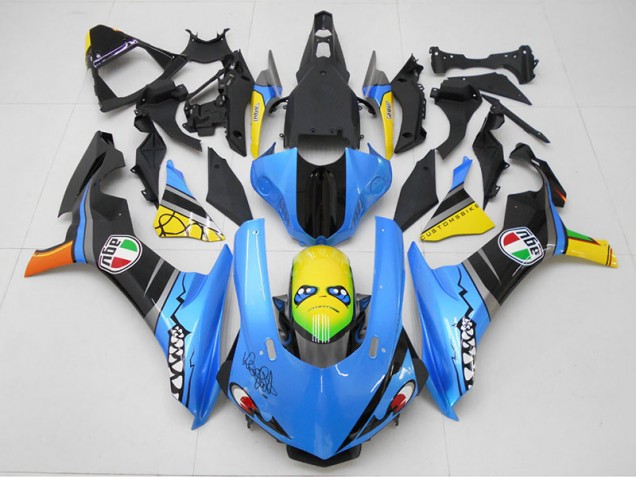 Bleu Jaune Requin Carénage Yamaha R1 2015-2019 Bleu Jaune Requin Carénage Yamaha R1 2015-2019