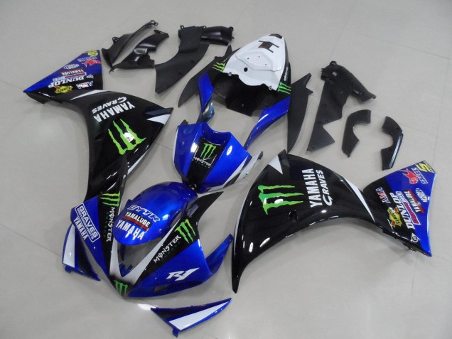 Bleu Noir Monster Carénages Yamaha R1 2012-2014 Bleu Noir Monster Carénages Yamaha R1 2012-2014