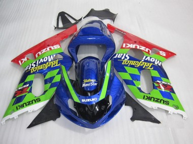 Bleu Vert Rouge Telefumia Movistar Carénage Suzuki GSXR 600 K1 K2 K3 2001-2003