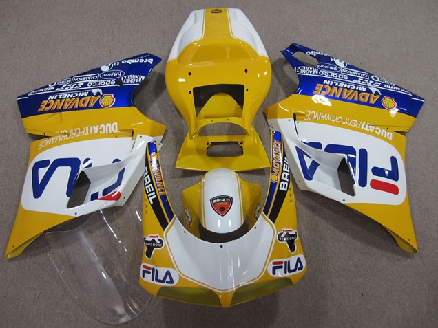 Jaune Blanc Fila Carénage Ducati 748 1993-2005 Jaune Blanc Fila Carénage Ducati 748 1993-2005