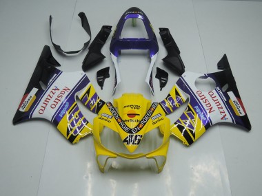 Jaune Blanc Nastro Azzurro Carénage Honda CBR 600 F4i 2001-2003