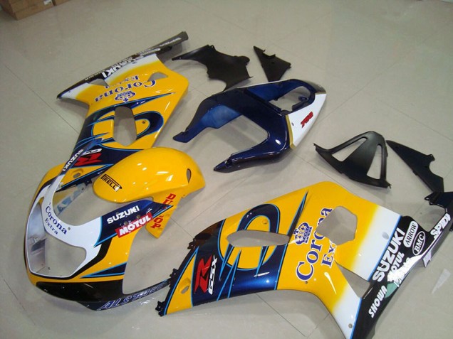 Jaune Bleu Corona Extra Motul Carénage Suzuki GSXR 750 K1 K2 K3 2001-2003 Jaune Bleu Corona Extra Motul Carénage Suzuki GSXR 750 K1 K2 K3 2001-2003