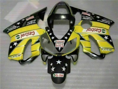 Jaune Noir Castrol Cycle World Carénage Honda CBR 600 F4i 2001-2003