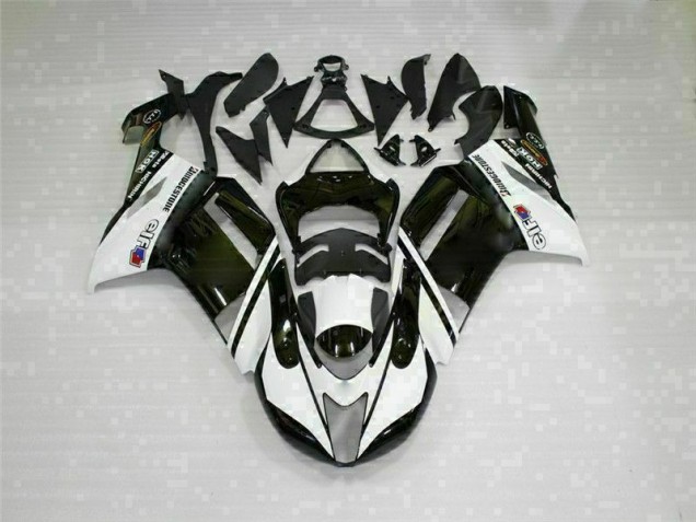 Noir Blanc Carénages Kawasaki ZX6R 2007-2008 Noir Blanc Carénages Kawasaki ZX6R 2007-2008