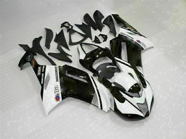 Noir Blanc Carénages Kawasaki ZX6R 2007-2008 Noir Blanc Carénages Kawasaki ZX6R 2007-2008