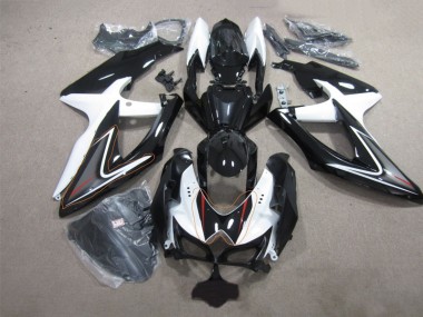 Noir Blanc Carénages Suzuki GSXR 600 K8 2008-2010