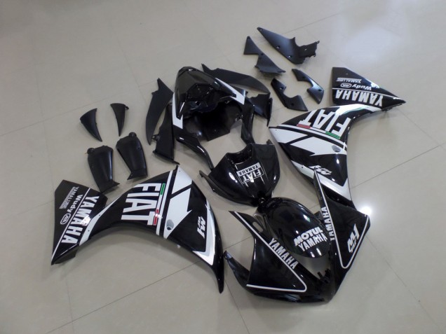 Noir Blanc Fiat Carénage Yamaha R1 2012-2014