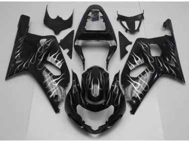 Noir Blanc Flamme Carénage Suzuki GSXR 600 / 750 K1 K2 K3 2001-2003