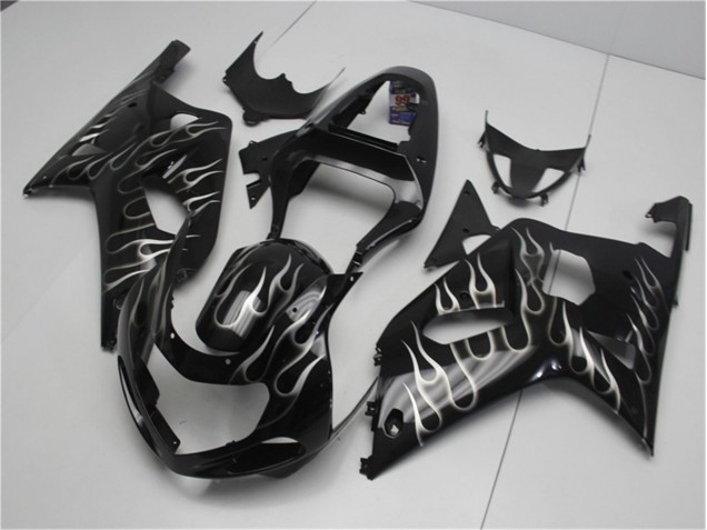 Noir Blanc Flamme Carénage Suzuki GSXR 600 / 750 K1 K2 K3 2001-2003 Noir Blanc Flamme Carénage Suzuki GSXR 600 / 750 K1 K2 K3 2001-2003