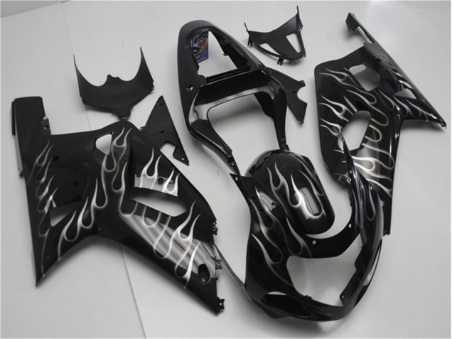 Noir Blanc Flamme Carénage Suzuki GSXR 600 / 750 K1 K2 K3 2001-2003 Noir Blanc Flamme Carénage Suzuki GSXR 600 / 750 K1 K2 K3 2001-2003
