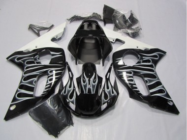 Noir Blanc Flamme Carénage Yamaha R6 1998-2002