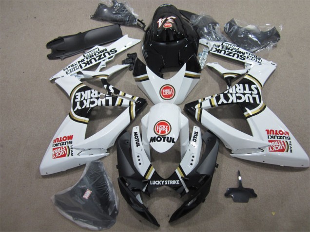 Noir Blanc Lucky Strike Motul Carénage Suzuki GSXR 600 K6 2006-2007 Noir Blanc Lucky Strike Motul Carénage Suzuki GSXR 600 K6 2006-2007