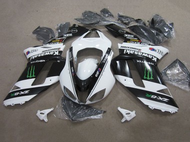 Noir Blanc Monster Carénage Kawasaki ZX6R 2007-2008