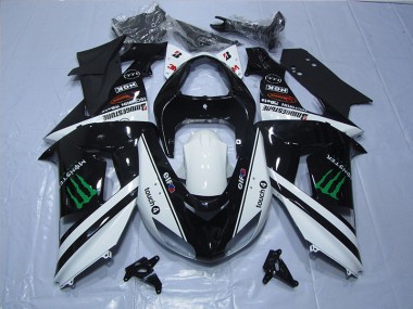 Noir Blanc Monster Touch4 Carénage Kawasaki ZX6R 2007-2008