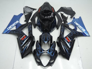 Noir Bleu Flamme Carénage Suzuki GSXR 1000 K7 2007-2008